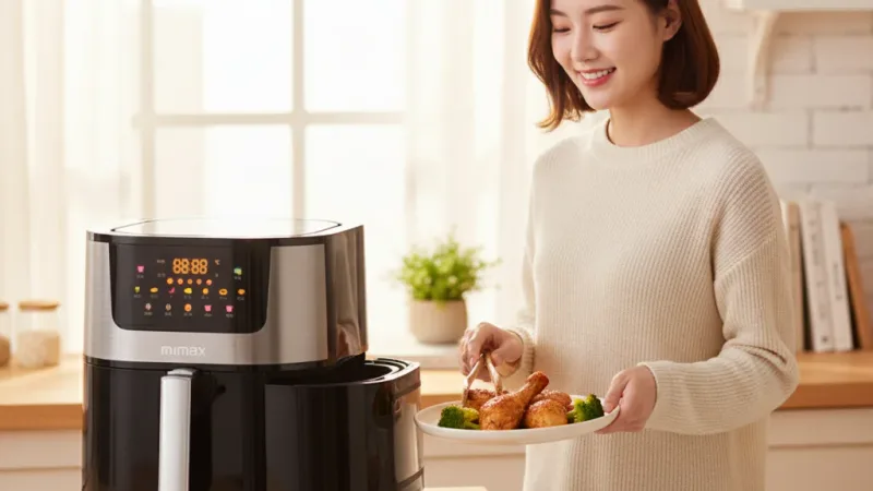 台灣認證 10%蝦幣回饋 米覓 mimax多功能全彩智能觸控 氣炸鍋 360度旋風烤箱 氣炸鍋 8.8L超大容量 實際使用情境照 — 氣炸鍋推薦