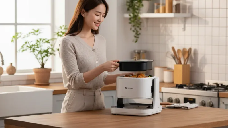 10%蝦幣回饋 mimax 三合一 多功能翻轉一體 氣炸鍋 防爆玻璃 電炸電烤 氣炸煎烤 氣炸鍋 小火鍋 煎盤 烤盤 實際使用情境照 — 氣炸鍋推薦
