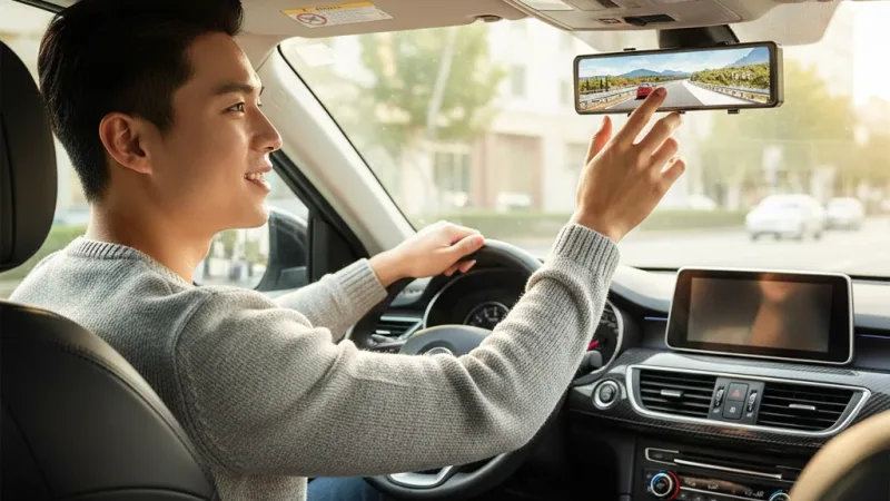 後視鏡行車記錄器 行車紀錄器 12吋 汽車行車記錄器 gps 1440P 雙鏡頭 前後雙錄 行車記錄器 語音聲控 行車 實際使用情境照 — 行車紀錄器推薦