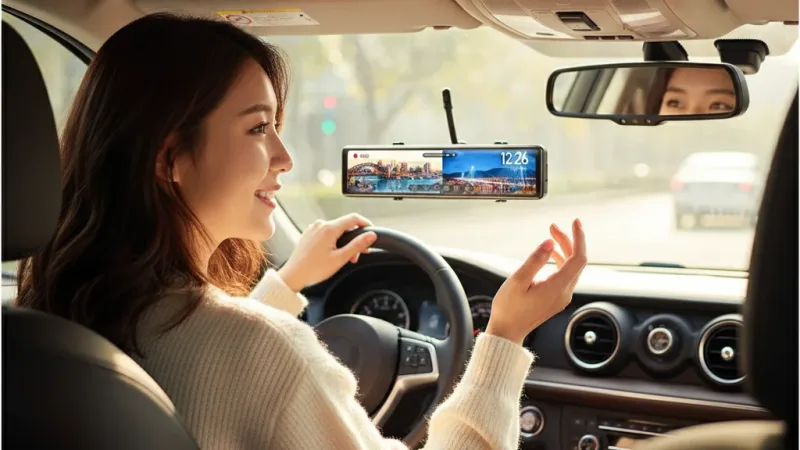 行車記錄器 12吋 gps 前後雙錄 語音聲控 汽車行車記錄器 電子後照鏡 行車紀錄器 後視鏡行車記錄器 停車監控 實際使用情境照 — 行車紀錄器推薦