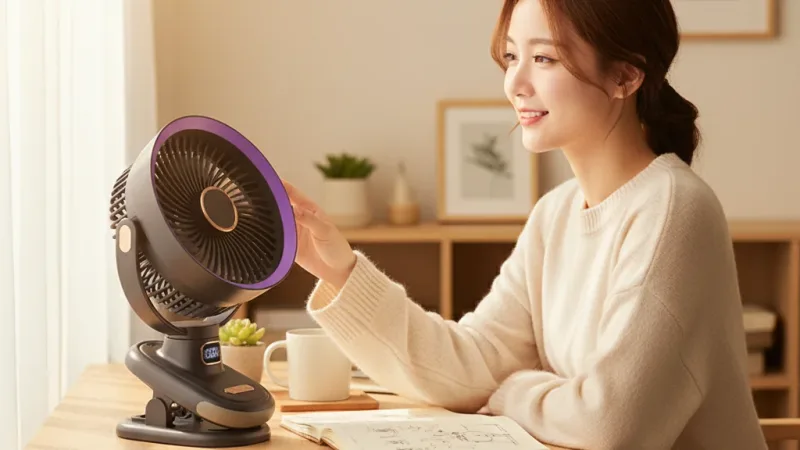 隔日 超靜音!夾式電風扇 18650 夾式循環扇 6寸電風扇 燈光+數顯+自動搖頭 空氣循環扇 usb小風扇 電扇 風扇 實際使用情境照 — 循環扇推薦