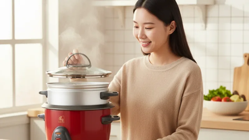 CookPower鍋寶 多功能3人份電子鍋(RCO-3005P)｜粉色 紅色 綠色 黑色 附蒸籠 RCO-3000 實際使用情境照 — 電子鍋推薦