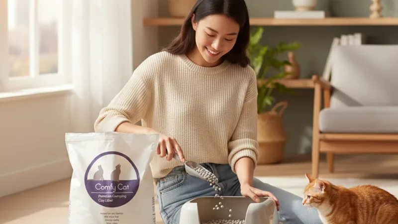 貓砂 礦砂 小球砂 球砂 貓砂 品質 4包 10LB 快速結團 /無上樓服務 HIGHCP寵物百貨 實際使用情境照 — 貓咪礦砂推薦