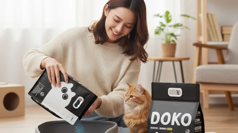 DOKO 藍珠礦砂 4包16kg|韓國專利除臭凝結貓砂|美國進口原礦 高效除臭 速凝阿姨 實際使用情境照 — 貓咪礦砂推薦