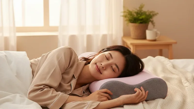 記憶枕 玩色柔眠枕 (8cm高 10cm高) 5種顏色可選 人體工學 使用情境示意圖 — TENDAYS 恬褋仕 記憶枕推薦