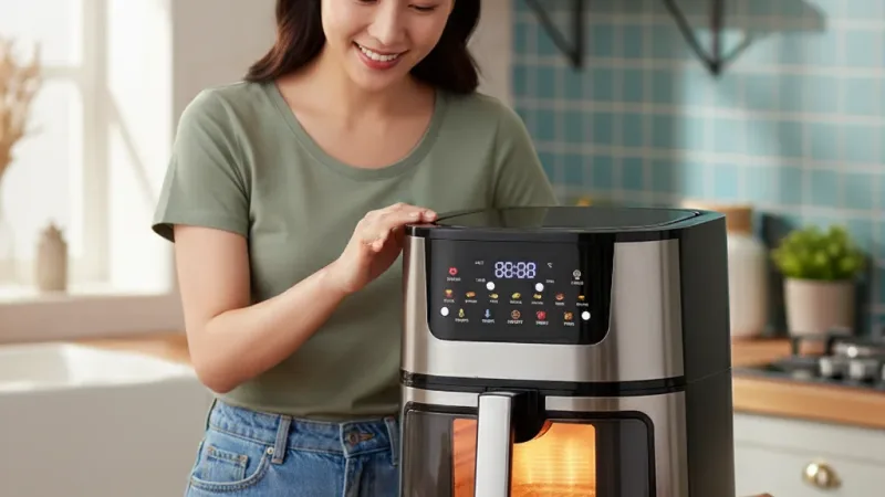 好康家居 ️ Air fryer 氣炸鍋 全彩智能觸控氣炸鍋 不鏽鋼氣炸鍋 15L大容量氣炸鍋 110V氣炸鍋 實際使用情境照 — 氣炸鍋推薦