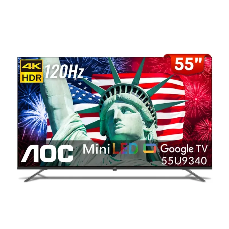 AOC 55型 4K QD MiniLED 120Hz Google TV 量子點智慧顯示器 55U9340 商品圖片
