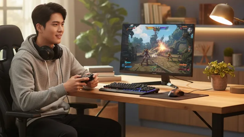 ASUS 華碩 TUF Gaming VG257Q5A 電競螢幕 25吋 200Hz FHD 0.5ms 內建喇叭 實際使用情境照 — ROG華碩電競螢幕推薦