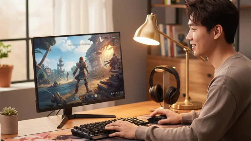 ASUS 華碩 TUF Gaming VG279QM5A 電競螢幕 27吋 240Hz FHD 0.3ms 內建喇叭 實際使用情境照 — ROG華碩電競螢幕推薦