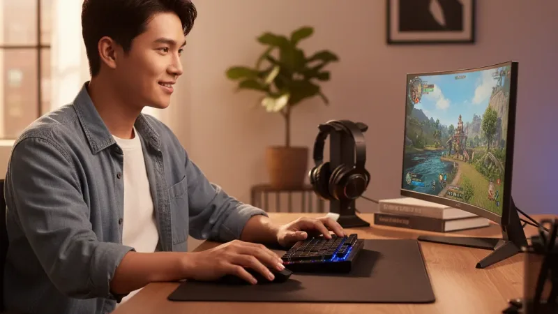 ASUS 華碩 TUF Gaming VG34VQ3B 曲面電競螢幕 34吋 VA 180Hz 1ms WQHD HDR 實際使用情境照 — ROG華碩電競螢幕推薦