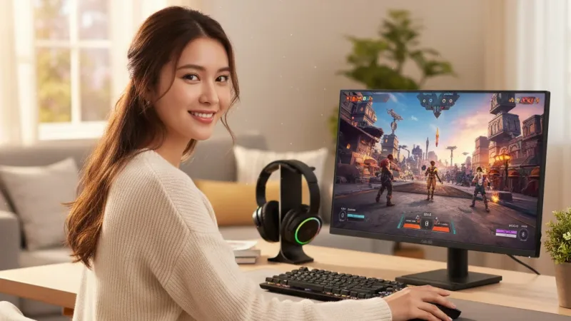 ASUS 華碩 VA249QG 維持晶亮有神電競螢幕 24吋 120Hz IPS FHD 1ms 內建喇叭 電腦螢幕 電競螢幕 實際使用情境照 — ROG華碩電競螢幕推薦