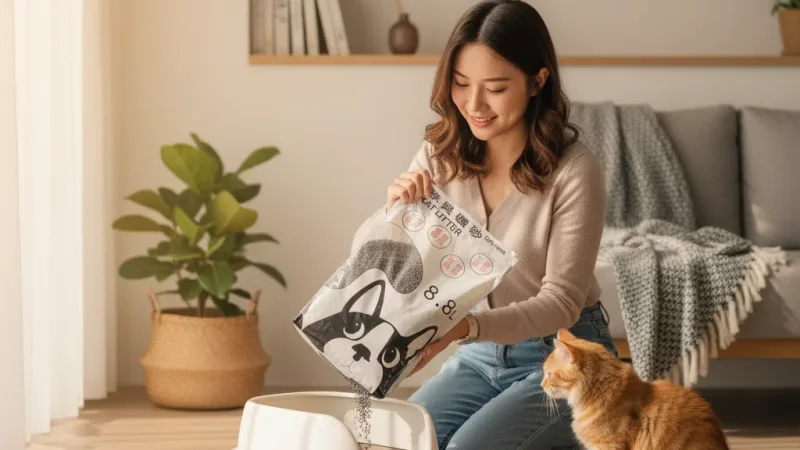 礦砂 Cat's mama 貓的娘8.8L礦砂一箱5包|強效除臭低粉塵|快速凝結貓砂| |貓咪愛用貓砂 實際使用情境照 — 貓咪礦砂推薦