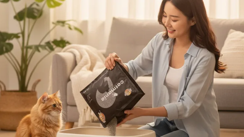 Catmania 卡曼尼亞 極速凝礦砂 礦砂 土耳其砂 7KG 袋裝 貓砂 瞬吸凝結 實際使用情境照 — 貓咪礦砂推薦