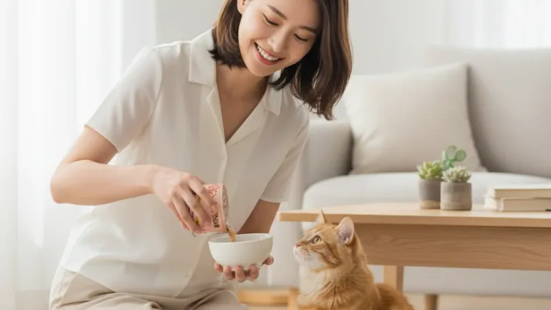 威杰爾 日本 CIAO 貓罐頭 旨定罐 多樂米 近海罐 貓罐 副食罐 貓零食 湯罐 貓咪罐頭 貓咪點心 A093 實際使用情境照 — 貓罐頭推薦
