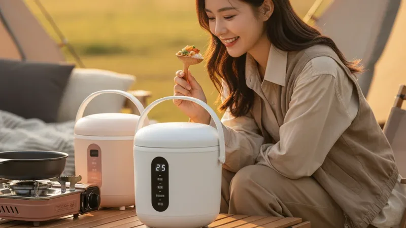 CLAIRE Mini Cooker 3人份電子鍋-北歐白/蜜桃粉 CKS-B030A 露營電鍋 實際使用情境照 — 電子鍋推薦