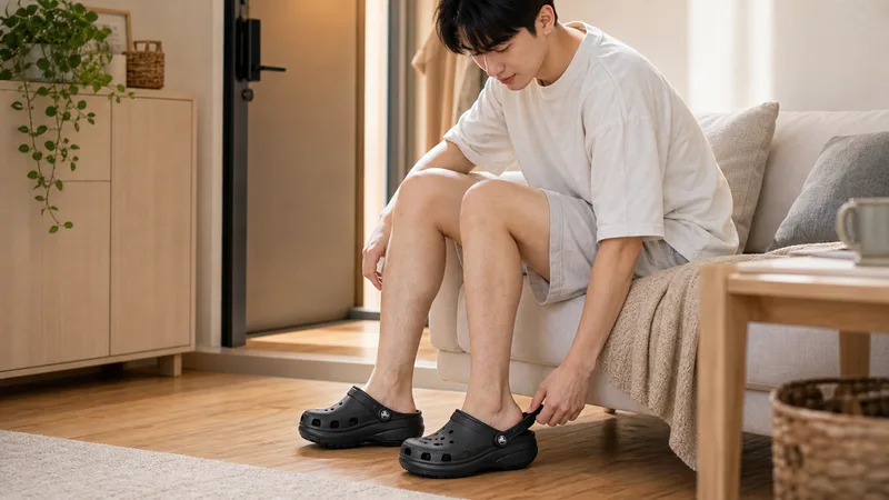 Crocs 卡駱馳 (中性鞋) 經典泡芙克駱格-黑色- 使用情境