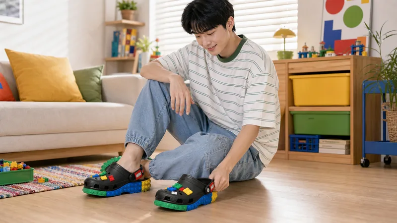 Crocs 卡駱馳 (中性鞋) LEGO® Masterbrand 創意聯名系列克駱格-黑色-212388-90H 實際使用情境照 — Crocs 洞洞鞋推薦