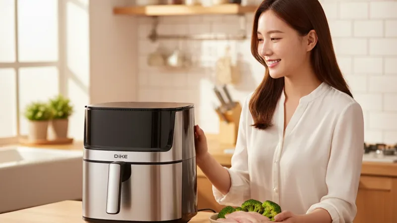 DIKE 6.5L 蒸氣氣炸鍋 HKE251 氣炸鍋 健康氣炸鍋 多功能電炸鍋 蒸氣噴灑 鎖住美味 實際使用情境照 — 氣炸鍋推薦