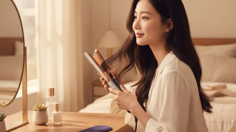 Dyson airstrait™ 二合一吹風直髮器/直髮夾HT01銀銅色【蝦皮獨家色 張員瑛同款】會員領券再折 實際使用情境照 — dyson戴森吹風機推薦