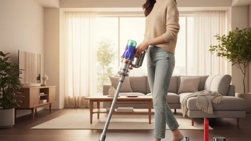 Dyson V12 SV46 Detect Slim Fluffy 智慧輕量吸塵器/減少塵蟎附著機 雙電池組 【大坪數專用組】 實際使用情境照 — dyson戴森吸塵器推薦