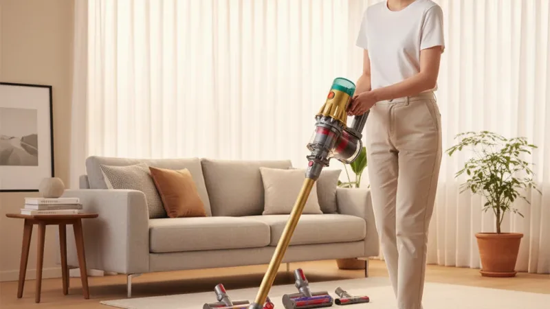 Dyson V12s SV46 Submarin Complete乾濕全能洗地吸塵器 金色三主吸頭 【會員領券再折】 實際使用情境照 — dyson戴森吸塵器推薦