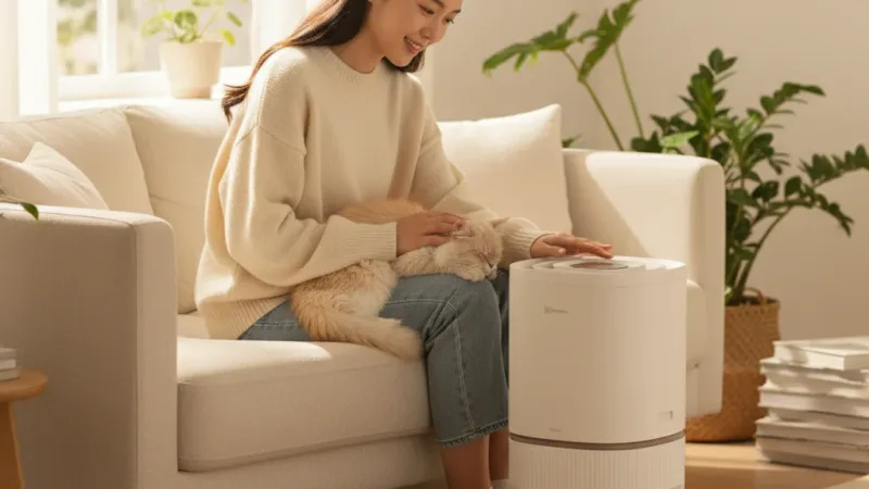 Electrolux 伊萊克斯 極適家居500寵物適合敏感族群空氣清淨機 (毛寵心淨機) EP53-45SWA 貝殼白 實際使用情境照 — 空氣清淨機推薦
