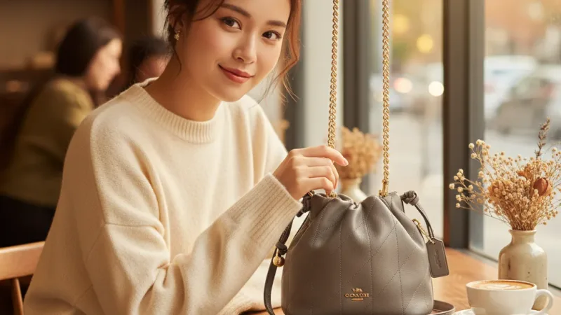 【COACH】FAYE 迷你絎縫/蝴蝶結裝飾/花卉刺繡單肩手袋 肩背包 拉繩包-多色任選(CDB69/CEL03) 實際使用情境照 — COACH單肩包推薦