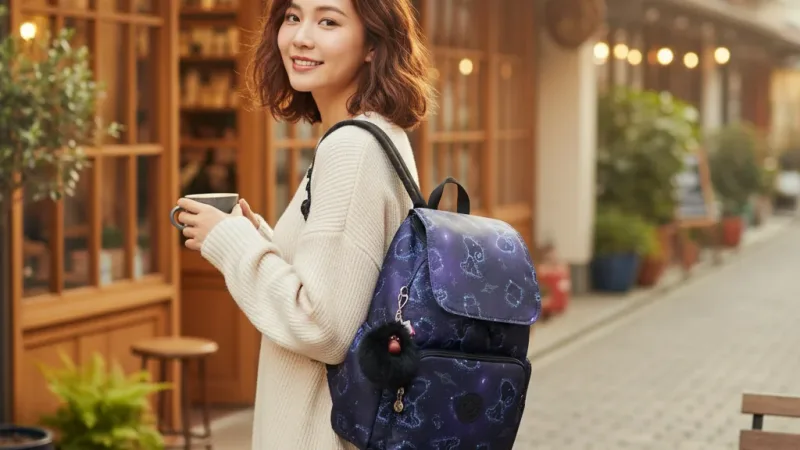 KIPLING X PEANUTS『猴子包』 掀蓋拉鍊後背包-CITY ZIP S 實際使用情境照 — Kipling後背包推薦