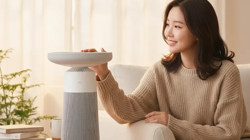 LG樂金 AS201SHU0 PuriCare™ AeroSpeaker 空氣清淨機|小蘑菇 實際使用情境照 — LG空氣清淨機推薦