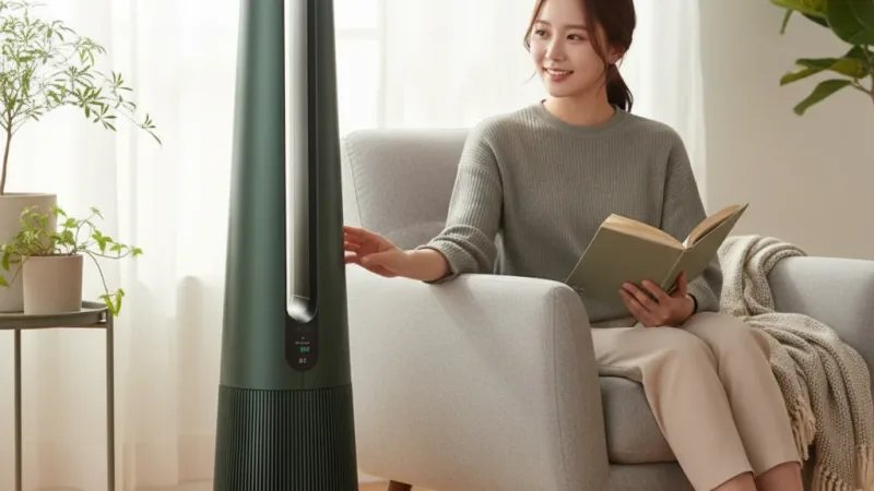 LG樂金 FS151PGE0 AeroTower 風革機 - 三合一涼暖系列(石墨綠) 實際使用情境照 — LG空氣清淨機推薦
