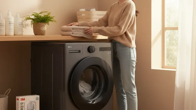 LG WD-S18NDB AIDD蒸氣變頻滾筒洗衣機(蒸洗脫烘) 送3M除氯蓮蓬頭SF200 實際使用情境照 — LG洗衣機推薦