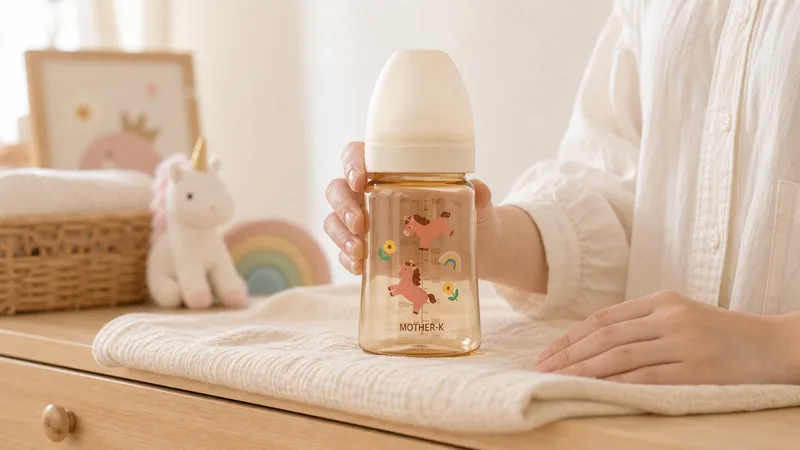 韓國MOTHER-K 精粹極簡PPSU奶瓶 獨角獸限定款 實際使用情境照 — 奶瓶推薦