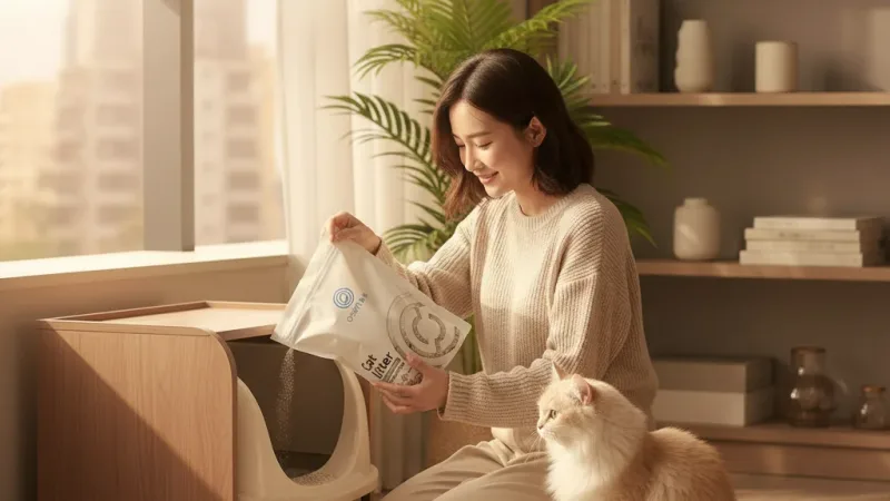o'sen 奧森・天然純淨｜無塵礦砂・下單即享最高79折＋ 實際使用情境照 — 貓咪礦砂推薦