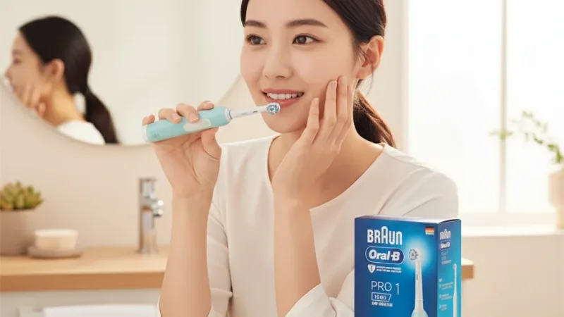 德國百靈Oral-B 3D電動牙刷 PRO1 (簡約白/孔雀藍) 入門款 小資 實際使用情境照 — 電動牙刷推薦