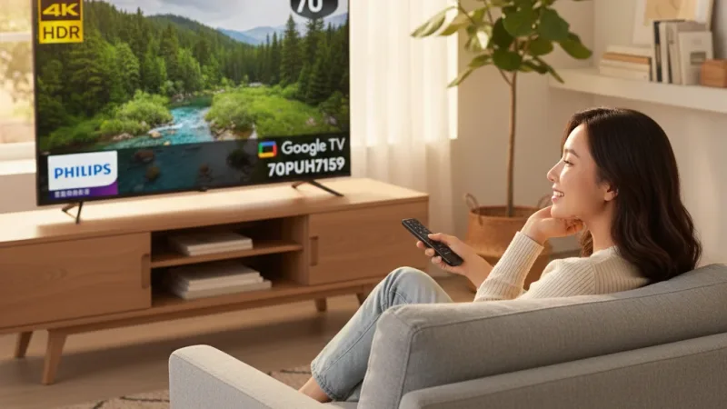 【良品特賣】Philips 飛利浦 70型4K Google TV 智慧顯示器 70PUH7159(送基本安裝) 實際使用情境照 — Philips飛利浦智慧電視推薦
