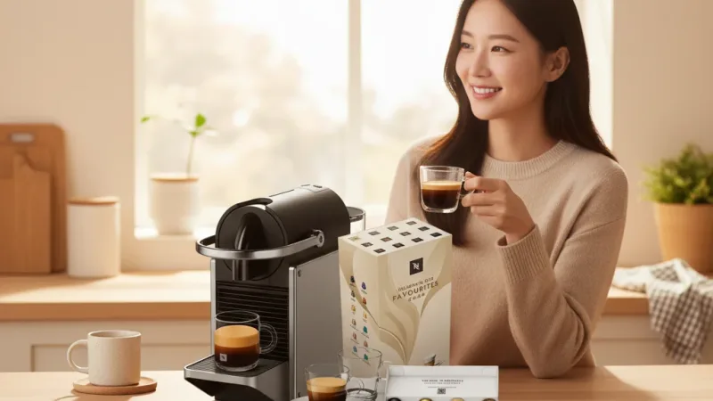 【Nespresso】膠囊咖啡機 Pixie (三色任選) &品味經典探索禮盒120顆(贈品牌禮二選一) 實際使用情境照 — Nespresso膠囊咖啡機推薦