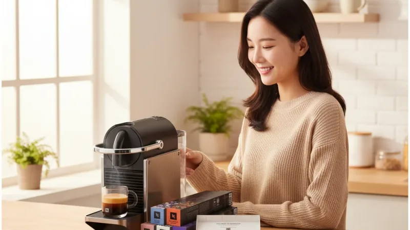 【Nespresso】膠囊咖啡機 Pixie(三色任選) & 訂製時光咖啡50顆膠囊組 (贈咖啡組) 實際使用情境照 — Nespresso膠囊咖啡機推薦