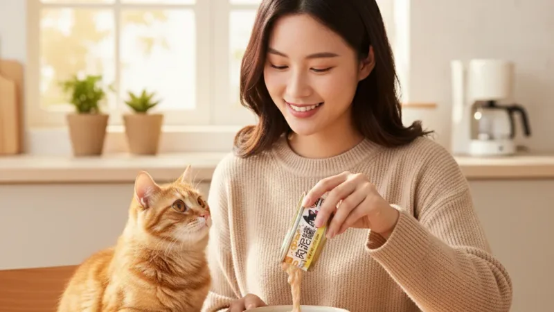 汪喵星球 益菌PRO+ 綿密肉泥 主食罐 80g 主食罐 無膠 貓罐 貓主食 單罐 實際使用情境照 — 貓罐頭推薦