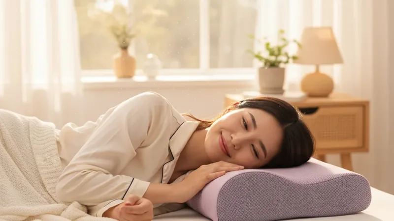 記憶枕 玩色柔眠枕 薰衣紫(8cm 10cm 枕頭高度可選)人體工學枕 使用情境示意圖 — TENDAYS 恬褋仕 記憶枕推薦