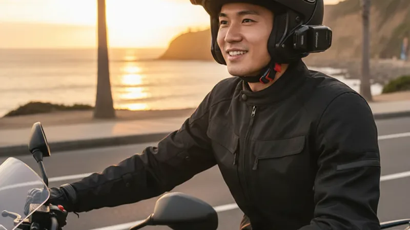 贈三好禮 GOMOTO GR10酷樂機 雙鏡頭機車行車記錄器 消光黑 頭戴型/安全帽型行車紀錄器 高續航 實際使用情境照 — 行車紀錄器推薦