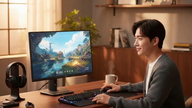 ROG Strix XG32UCG 電競螢幕 32吋 160Hz 4K 1ms HDR IPS 電腦螢幕 遊戲螢幕 實際使用情境照 — ROG華碩電競螢幕推薦