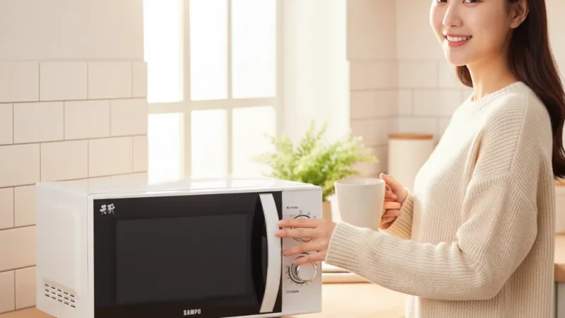SAMPO 聲寶 RE-N225PR 天廚 25L 平台式機械旋鈕 微波爐 實際使用情境照 — 微波爐推薦