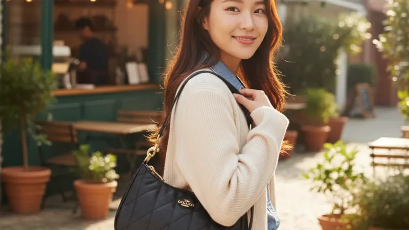 【COACH】TERI 絎縫細節單肩包 單肩手袋 斜背包-多色任選(CDY83)｜官方直營 實際使用情境照 — COACH單肩包推薦