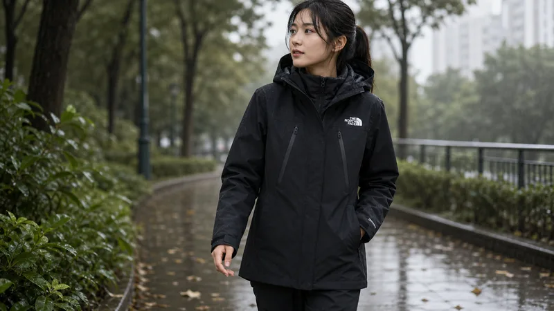 The North Face北面女款黑色DryVent防水透氣羽絨內裡三合一外套|8DMSKX7 實際使用情境照 — The North Face 外套推薦