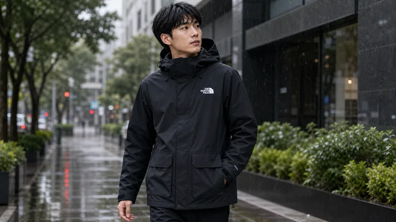 The North Face北面男款黑色DryVent防水透氣可調節連帽衝鋒衣|8AUK4H0 外套 實際使用情境照 — The North Face 外套推薦