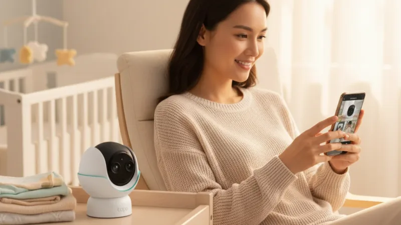 (寶寶照護)TP-Link Tapo C840 2K+1080P雙畫面 Wi-Fi監視器 旋轉式 智慧嬰兒攝影機哭聲偵測 實際使用情境照 — TP-Link監視器推薦