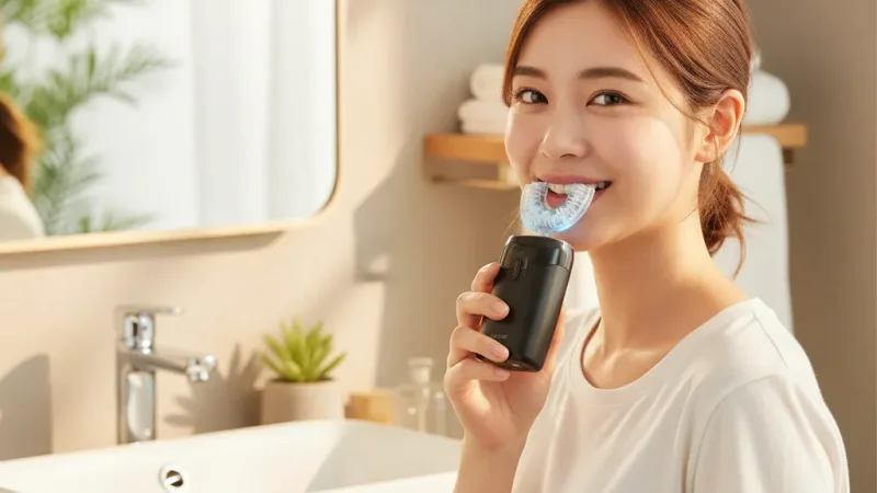 未來實驗室 U CLEAN 亮齒微笑儀 電動牙刷 牙齒美白 潔牙 冷光 超音波 亮白 抑菌 智能牙刷 音波 聲波 實際使用情境照 — 電動牙刷推薦