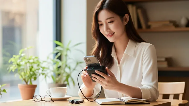 Wh3C標識 固態行動電源 磁吸行動電源 30000mAh 自帶線行動電源 多功能行動充 快充行動電源 PD快充 行充 實際使用情境照 — 行動電源推薦